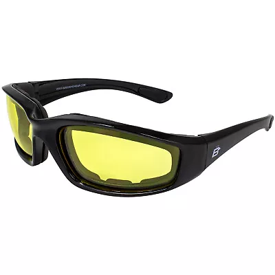 Birdz Oriole Anti Fog Padded Motorcycle Riding Sunglasses Black Frame W/ Yellow • $12.50