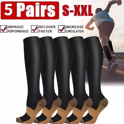 NEW Copper Compression Socks 20-30mmHg Graduated Support Mens Womens S-XXL • $3.59