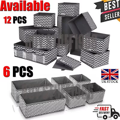 £0.99 • Buy Storage Drawer Organiser Storage Box Packs Tidy Socks Bra Ties Draw Divider UK 