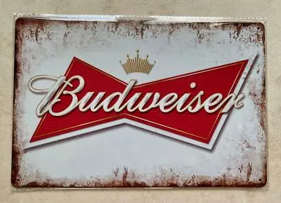 £5.99 • Buy BUDWEISER BEER METAL PLAQUE SIGN MAN CAVE BAR PUB CAFE GARDEN 20x30cm
