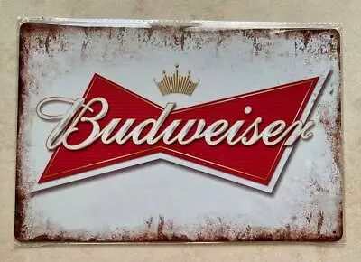 £5.99 • Buy BUDWEISER BEER METAL PLAQUE SIGN MAN CAVE BAR PUB CAFE GARDEN 20x30cm