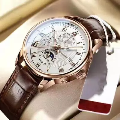 £12.71 • Buy Men Watch Leather Waterproof Luminous Mens Quartz Wristwatch Casual Man Watches