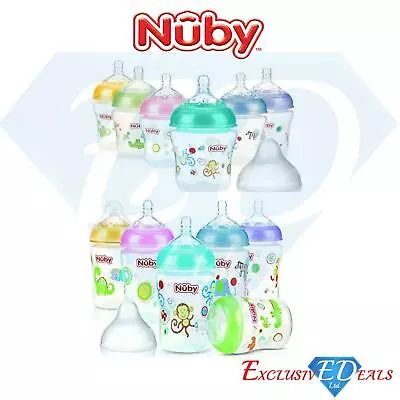 Nuby Baby Feeding Bottle 180ml/270ml Slow Flow Suitable Age 0m+ BPA Free • £4.95