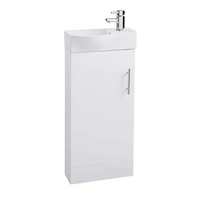 Cassellie White Single Door Bathroom Vanity Unit & Basin - W400xH885mm (CHI014) • £90