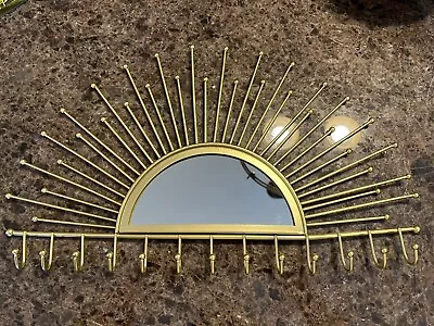 $12 • Buy GOLD Retro Sunburst Mirror Wall Art Hanging Jewelry Belt Scarf Rack Starburst