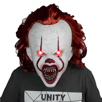 Halloween Scary Evil Clown Mask Face Zombie Pennywise IT Full Mask Costume AU • $14.95
