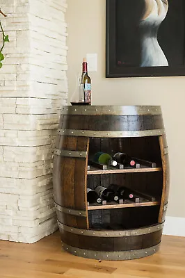 Wine Barrel Cabinet Dark Walnut Finish With Burgundy Oak By Alpine Wine Design • $1425