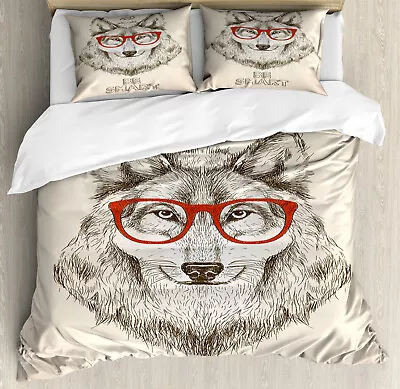 Keep Calm Duvet Cover Set Hipster Wolf Be Smart • £32.99