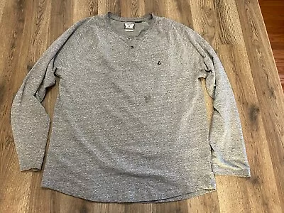 Volcom Shirt Men's Size XL Gray Long Sleeve Henley Top • $19.99