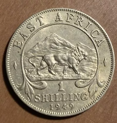 BRITISH EAST AFRICA King GEORGE VI 1949 1 SHILLING Coin LION & MOUNTAIN • £0.99