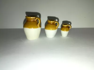 Dollhouse Miniature Stoneware Jugs Crocks Set Of 3 1:12 Scale • $9.99