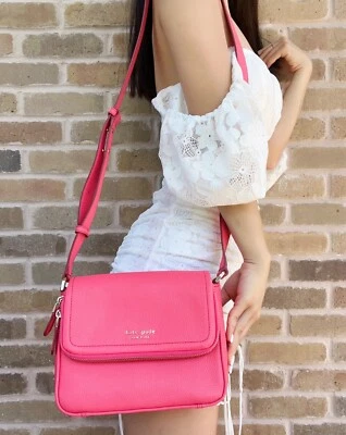 $179.26 • Buy Kate Spade Run Around Large Flap Crossbody Bag Leather Purse Handbag Peach Pink