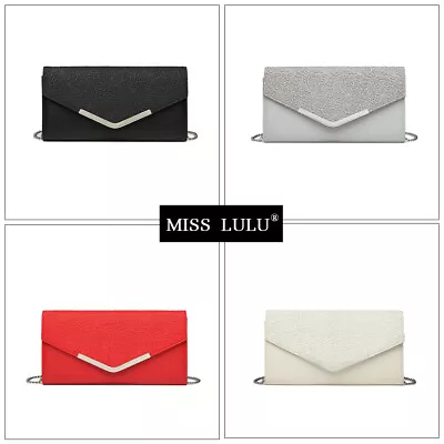 Ladies Elegant Clutch Bag Chain Evening Cross Body Bag Wedding Party Handbag • £8.97