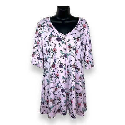 Large Nadine West Pink Floral Dress Fit Flare Pullover Stretch • $9.99