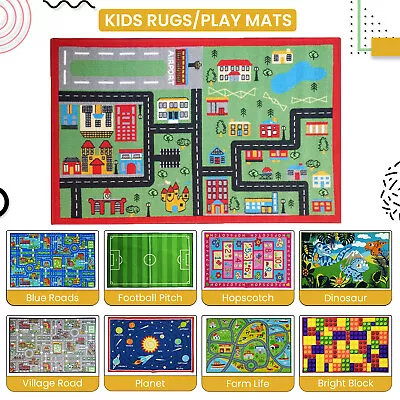 Interactive Kids Children's Rugs Town Road Map City Rug Toy Play Mat Village Mat • £14.21