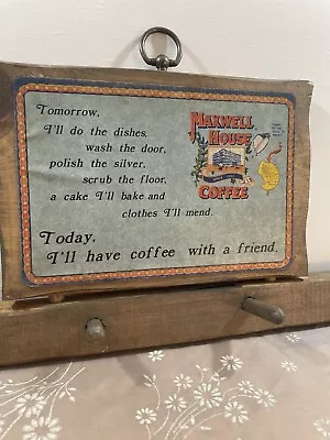 Vintage Maxwell House Coffee Wood Hanging Mug Display • $30