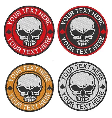 Custom Embroidered Skull Logo Motorcycle Biker Sew On Round Patch CP-08 • $8.50