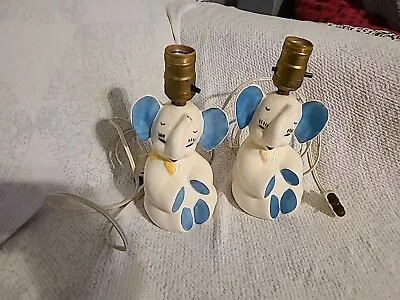 Pair Vintage Table/Vanity Elephant Lamps 1950 Cute • $45