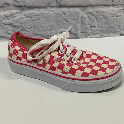 Vans Canvas Pink Checkered Lace Up Sneakers Kids Size 12.5 • £19.79