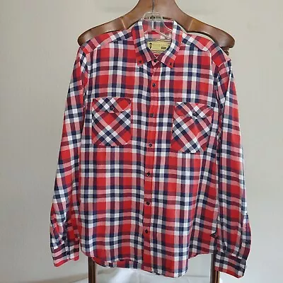 Barbour Men's Steve McQueen Collection Shirt Small Red Plaid Flannel Slim Fit • $19.99