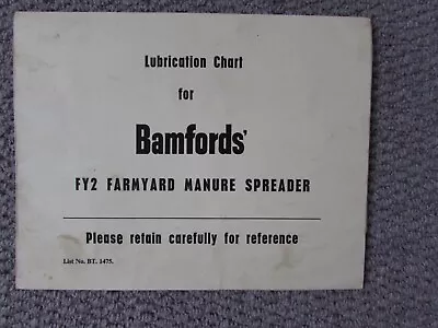 @Bamfords FY 2 Farmyard Manure Spreader Lubrication Chart @ • £4.25