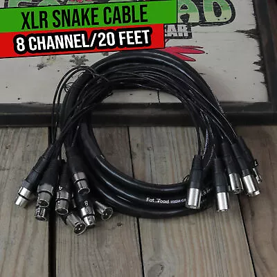 XLR Snake Cable Patch - 8 Channel 20ft Pro Audio Mic Cord Mixer Sound Stage PA • $45