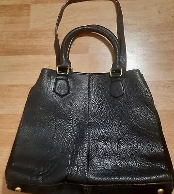 Womens's Zara Woman Large Black Leather Messenger /shopper Shoulder Bag • £44.99