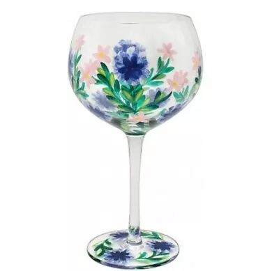 Hand Painted Cornflower Gin Glass By Lindsey Johnstone In Gift Box • £10.95