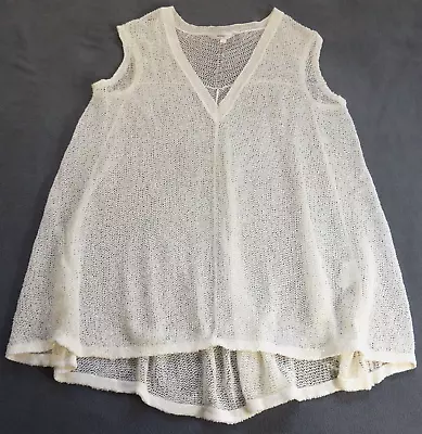 Vanessa Bruno Womens Shirt 1 Small White Tunic Beach Airy Crochet Sleeveless • $27.44