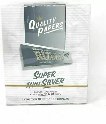 RIZLA SILVER King Size Slim Genuine Thin Smoking Rolling Papers Box ORIGINAL • £25.98