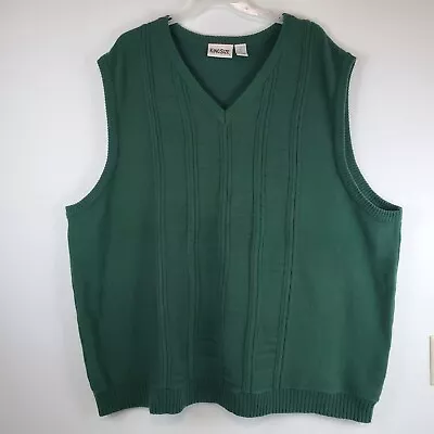 Kingsize Green Sweater Vest Mens Knit Size 5XL Tall Ribbed Business Casual • $14.88