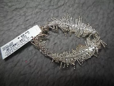 6Rhinestone Fringe Stretch Bracelet Silver Tone - New • $11.25