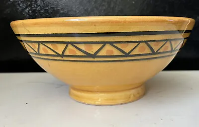 Traditional Moroccan Pottery 6.25” Bowl Hand Painted Yellow Crackle Glaze MINT • $32