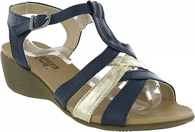 New Ladies Navy Sandals Womens Comfort Open Toe Summer Wedges Shoes Sizes 3-8 • £13.98