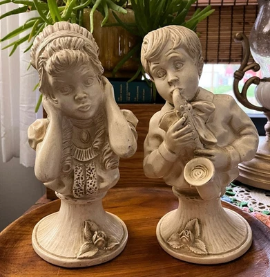 $17 • Buy Vintage Retro 1971 Universal Statuary Pair Boy Girl Bust Statues V Kendrick