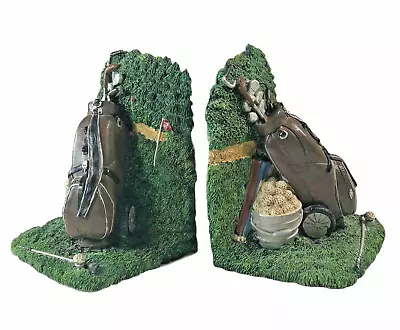 Golf Bag & Clubs Book Ends Heavy Resin 7  On The Green Golfer's Den Office Decor • $17.99