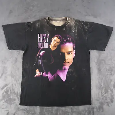 Vintage 90s Ricky Martin 1999 Tour Unisex Black T Shirt XL Livin LA Vida Loca • $15.70