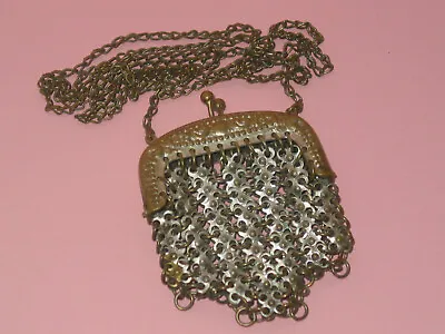 Sweet Little Vintage Silver Plate & Brass Mesh Coin Purse • $22.36