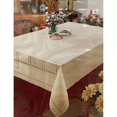 54  X 72  Rectangle Tablecloth Wedding Restaurant Party Vinyl Table Cover Beige • $12.92