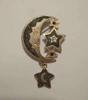 Newpro Crescent  Moon And Stars Brooch • $12