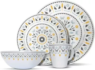 £34.99 • Buy 8 Or 16pc Melamine Dinner Set Plates Bowls & Mugs Dining For 4 Picnic Tableware