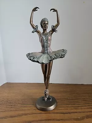 Veronese Ballerina En Pointe Bronze Color Figurine Statue 2002 Roses Signed • $49.99