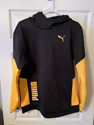 Puma Mens Medium Slim Fit Train All Day Hoodie Black Yellow Nwt Heat Insulation • $12