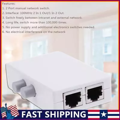 Mini 2 Port RJ45 Network Switch Ethernet Network Box Switcher Adapter HUB • $7.91