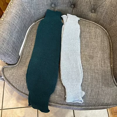 Lot Of 2 Sets Vintage Leg Warmers 1970s/1980s Knitted Forest Green & Baby Blue • $10