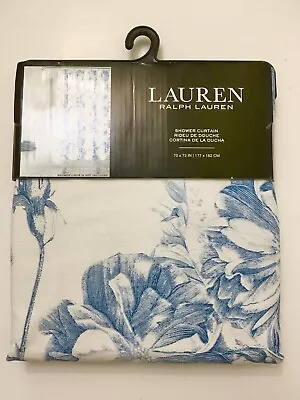 Ralph Lauren Shower Curtain Floral Blue White 100% Cotton NWT • £33.74