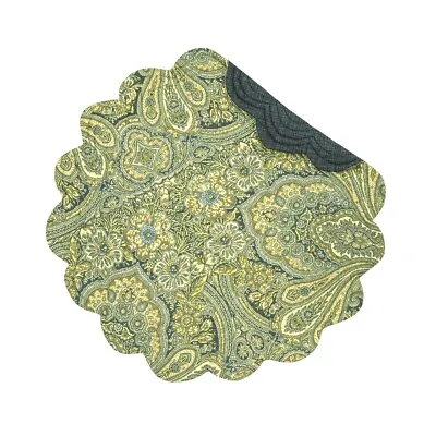 C & F Kashmir Paisley Round Quilted Reversible Placemats ~~ Set Of 2 • $19.95