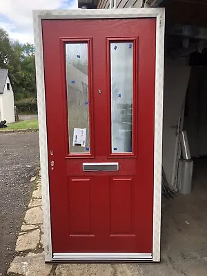 Brand New Red 1005-2095 Composite Front Door In A White Upvc Frame New • £385