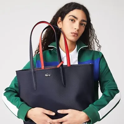 Lacoste Anna Reversible Tote Bag Black And Forest Green • $95