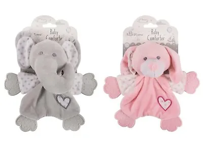 Teething Comforter Baby Soothing Blanket Pink Rabbit Grey Elephant Super Soft • £6.99